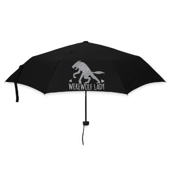 Dame de loup-garou fou avec loup gris - Parapluie standard - noir - Devant