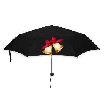 deux cloches en or avec un grand arc rouge - Parapluie standard - noir - Devant