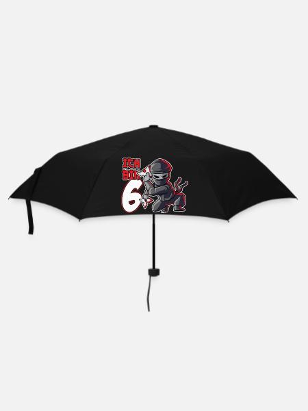 Kinder Ninja Sechster Geburtstag roter Ninja 6 - Regenschirm (klein) - Schwarz