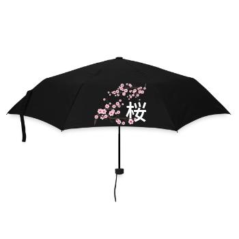 Sakura Japanische Kirschblüten - Regenschirm (klein) - Schwarz - Vorne