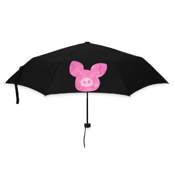 Pig Head Fur Good Luck Pink Farm Organic Nature - Umbrella (small) - black - Front