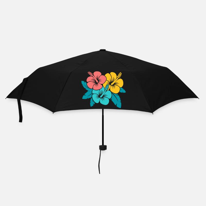 Blumenstrauß Hibiskusblüten, Illustration oberedel - Regenschirm (klein) - Schwarz