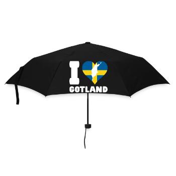 I LOVE GOTLAND Schweden - Regenschirm (klein) - Schwarz - Vorne