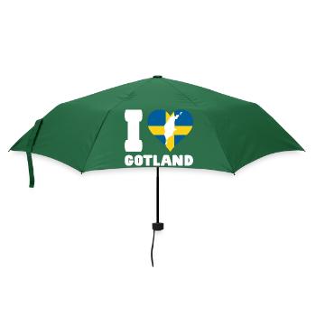 I LOVE GOTLAND Schweden - Regenschirm (klein) - Flaschengrün - Vorne