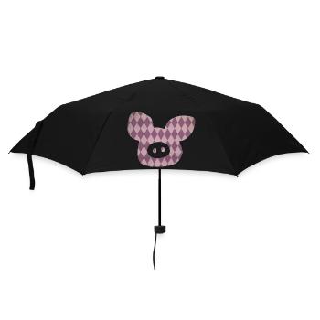 Schwein Kopf Rauten Glück Sau Glücksbringer 2023 - Regenschirm (klein) - Schwarz - Vorne