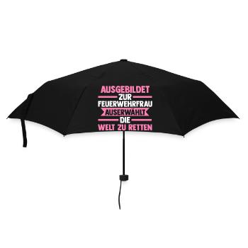Feuerwehr Feuerwehrfrau - Regenschirm (klein) - Schwarz - Vorne