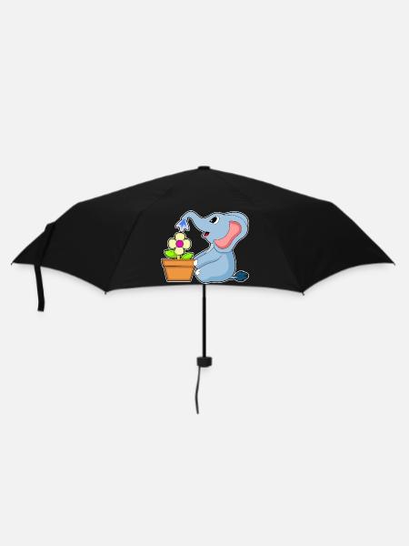 Elefant Blume - Regenschirm (klein) - Schwarz