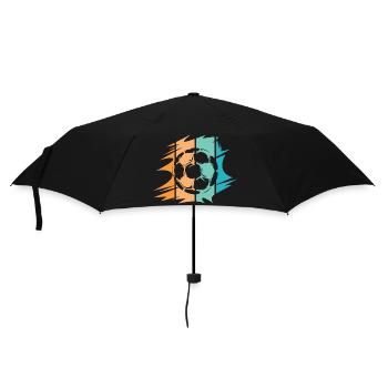 retro Fußball Team Verein Illustration Ballsymbol - Regenschirm (klein) - Schwarz - Vorne