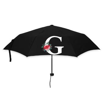 Lettre g floral rouge - Parapluie standard - noir - Devant