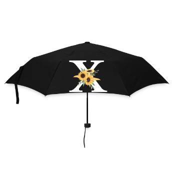 Buchstabe x blumige Sonnenblume - Regenschirm (klein) - Schwarz - Vorne