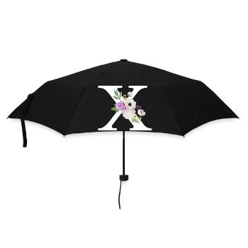 Lettre x floral violet - Parapluie standard - noir - Devant