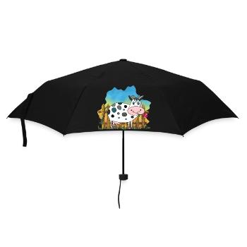 Kuh - Regenschirm (klein) - Schwarz - Vorne