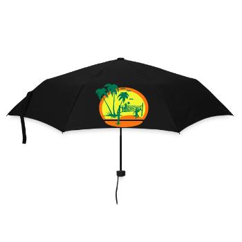 Sunset Beach Volleyball - Regenschirm (klein) - Schwarz - Vorne