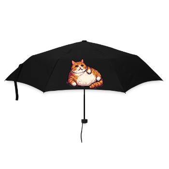Fat ginger cat pixel art - Umbrella (small) - black - Front