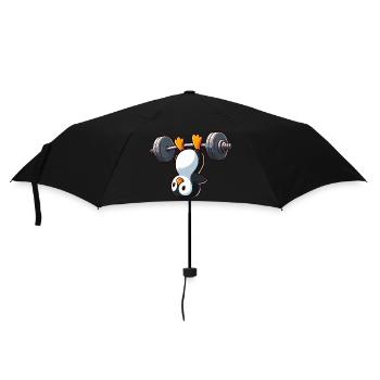 Pinguin Barbell Workout Training Fitness skurril - Regenschirm (klein) - Schwarz - Vorne