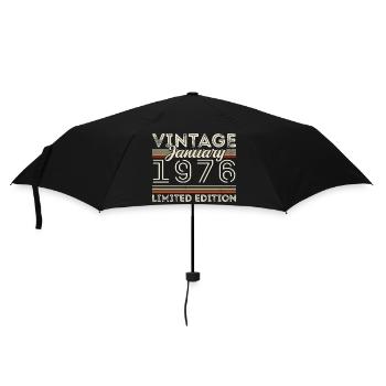 January 1976 Born in 1976 - Birthday January 1976 - Umbrella (small) - black - Front