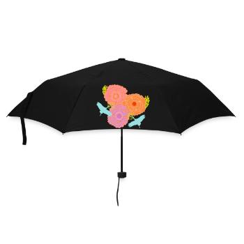 Pfingstrose und Kräne - Regenschirm (klein) - Schwarz - Vorne