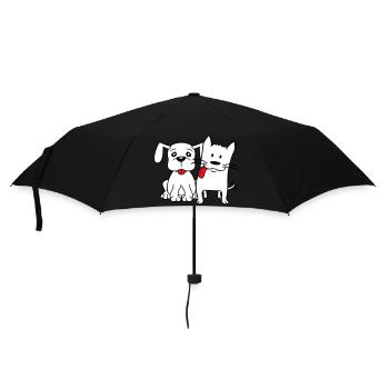 Chien Chat Deux Amis Équipe Chaton 2 Duo Équipage - Parapluie standard - noir - Devant