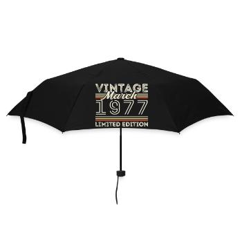 March 1977 Vintage 1977 Birthday Gift March - Umbrella (small) - black - Front