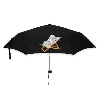 Baby elephant is sleeping on the deck chair - Umbrella (small) - black - Front