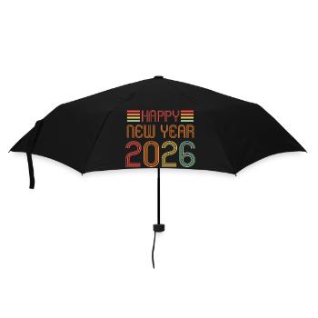Vintage Happy New Year 2026 - Umbrella (small) - black - Front