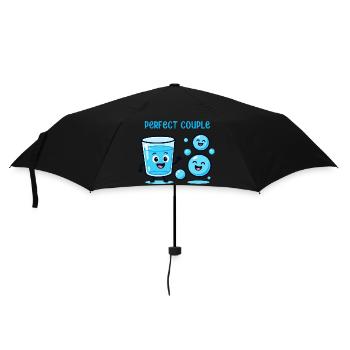 Perfect Couple Water and Bubbles Fun Cartoon - Umbrella (small) - black - Front