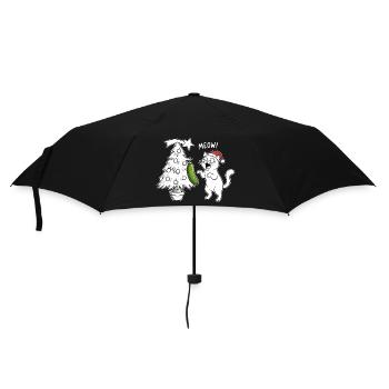 Feline Christmas fun with cucumber - Umbrella (small) - black - Front