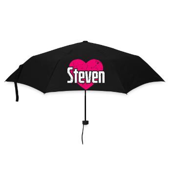 I Love Steven Pinkes Herz Ich liebe Steven - Regenschirm (klein) - Schwarz - Vorne