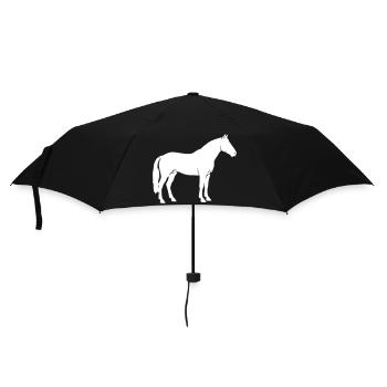 Pferd Silhouette Stehend Reiten Vektor - Regenschirm (klein) - Schwarz - Vorne