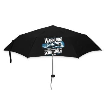  Warnung Könnte Stundenlang Über Schwimmen Reden - Regenschirm (klein) - Schwarz - Vorne