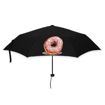 Rosa Donut mit Streuseln - Regenschirm (klein) - Schwarz - Vorne