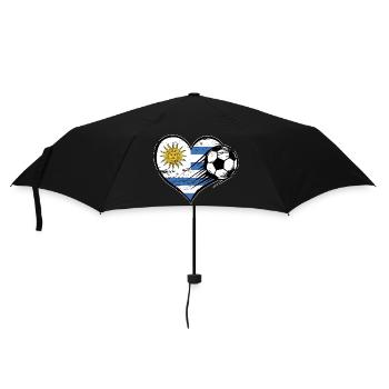Uruguay Flagge Fußball mit Herz used - Regenschirm (klein) - Schwarz - Vorne
