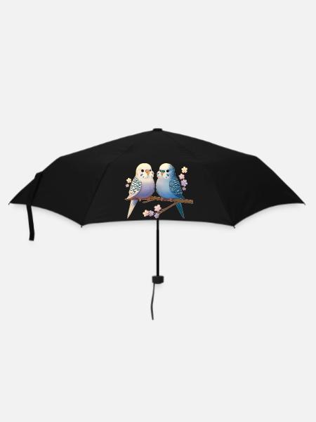Wellensittiche - Regenschirm (klein) - Schwarz