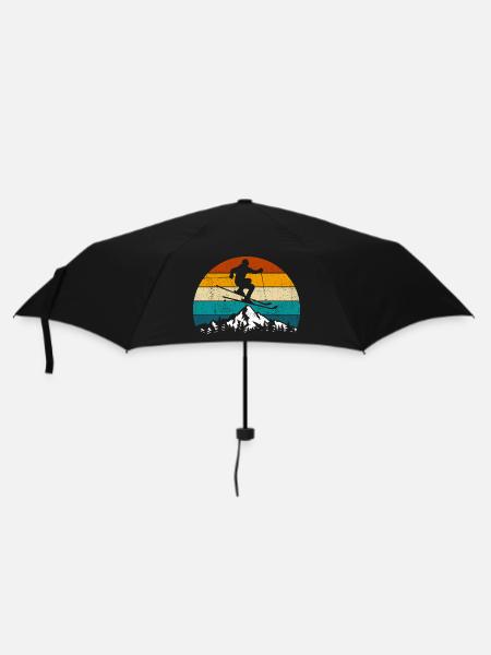 Ski, piste de ski, sports d'hiver, vacances au ski - Parapluie standard - noir