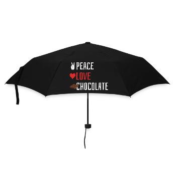 Peace Love Chocolate - Heart - Umbrella (small) - black - Front