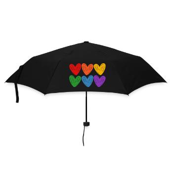 LGBTQIA-Regenbogenherzen - Regenschirm (klein) - Schwarz - Vorne