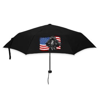 Pudel Amerika Fahne Hund Hunde Wilsigns - Regenschirm (klein) - Schwarz - Vorne