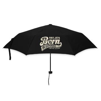 Born in October 1974 - Geburtstag - Geschenk - Regenschirm (klein) - Schwarz - Vorne