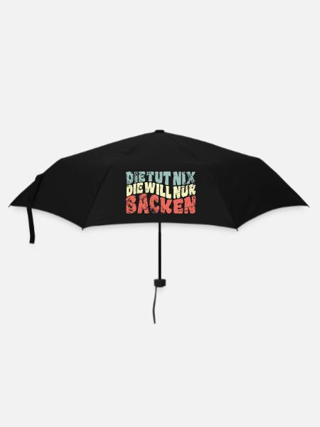 Die tut nix, die will nur backen - Spruch - Regenschirm (klein) - Schwarz
