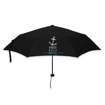 Verrückt nach Meer - Anker - Wellen Nordsee - Regenschirm (klein) - Schwarz - Vorne