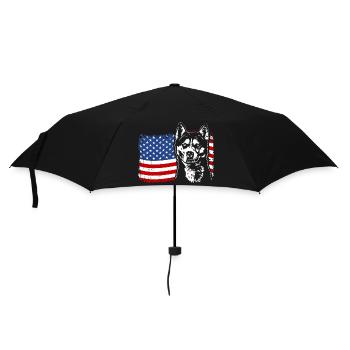 Siberian Husky America Flag Dog Dogs Wilsigns - Umbrella (small) - black - Front