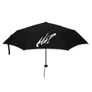 Hä? Lustiger Spruch Geschenkidee - Regenschirm (klein) - Schwarz - Vorne