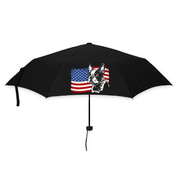 BOSTON TERRIER Amerika Fahne Hunde Hund Wilsigns - Regenschirm (klein) - Schwarz - Vorne
