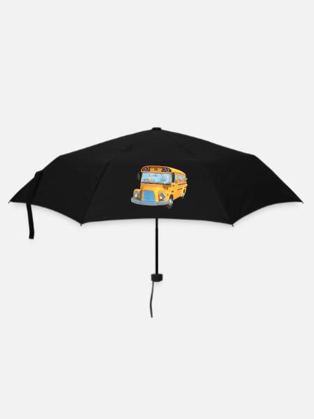 Bus gelbe Tiere Schule - Regenschirm (klein) - Schwarz