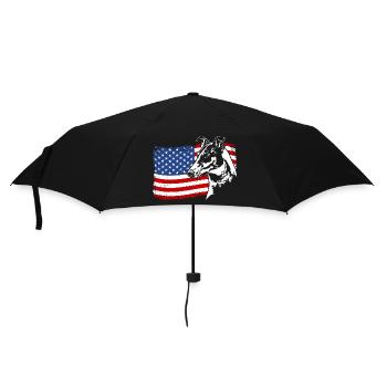 Kurzhaarcollie Collie Amerika Fahne Hunde Wilsigns - Regenschirm (klein) - Schwarz - Vorne