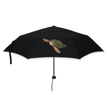 grüne Schildkröte - Regenschirm (klein) - Schwarz - Vorne