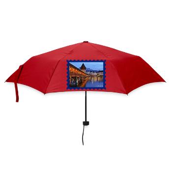 Lucerne Wooden Bridge Night Mood - Umbrella (small) - red - Front
