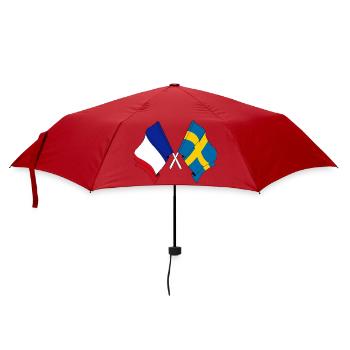Flagge von Frankreich und Flagge Schweden - Regenschirm (klein) - Rot - Vorne