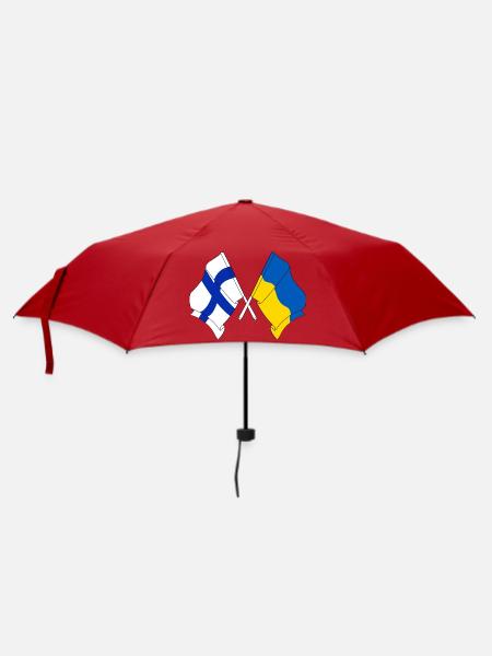Flagge von Finnland und Flagge Ukraine - Regenschirm (klein) - Rot