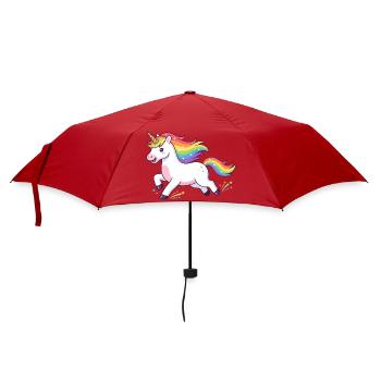 Regenbogen-Einhorn-Burst - Regenschirm (klein) - Rot - Vorne